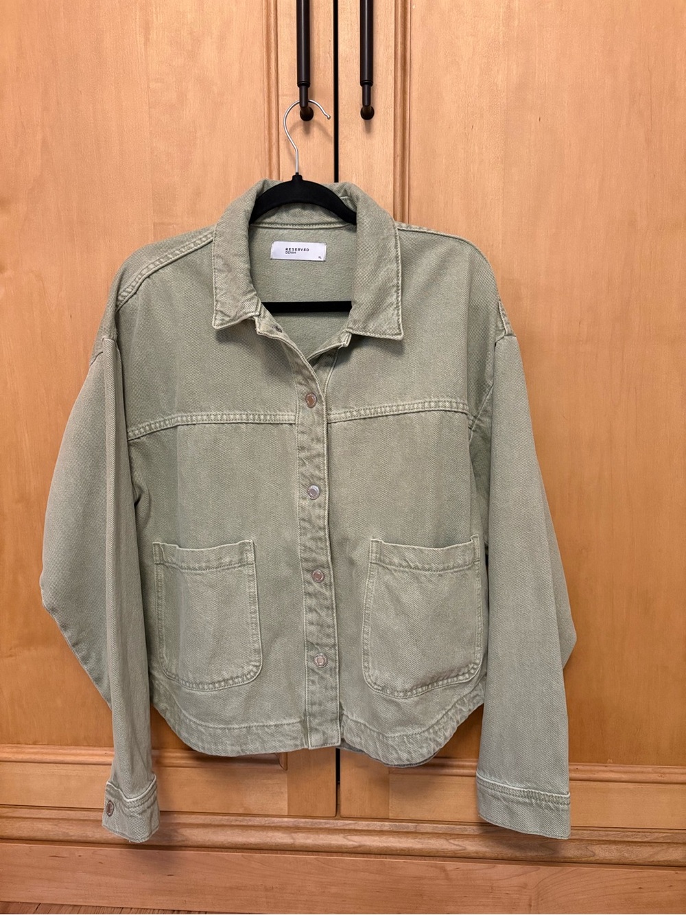 Reserved Light Olive Green Denim Jacket